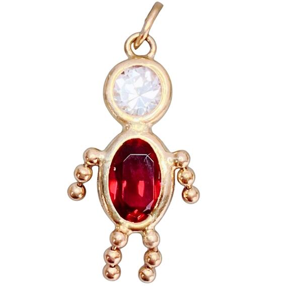 VTG 14K Gold July Birthstone Charm Pendant Necklace Petite Minimalist Dainty - Picture 1 of 13